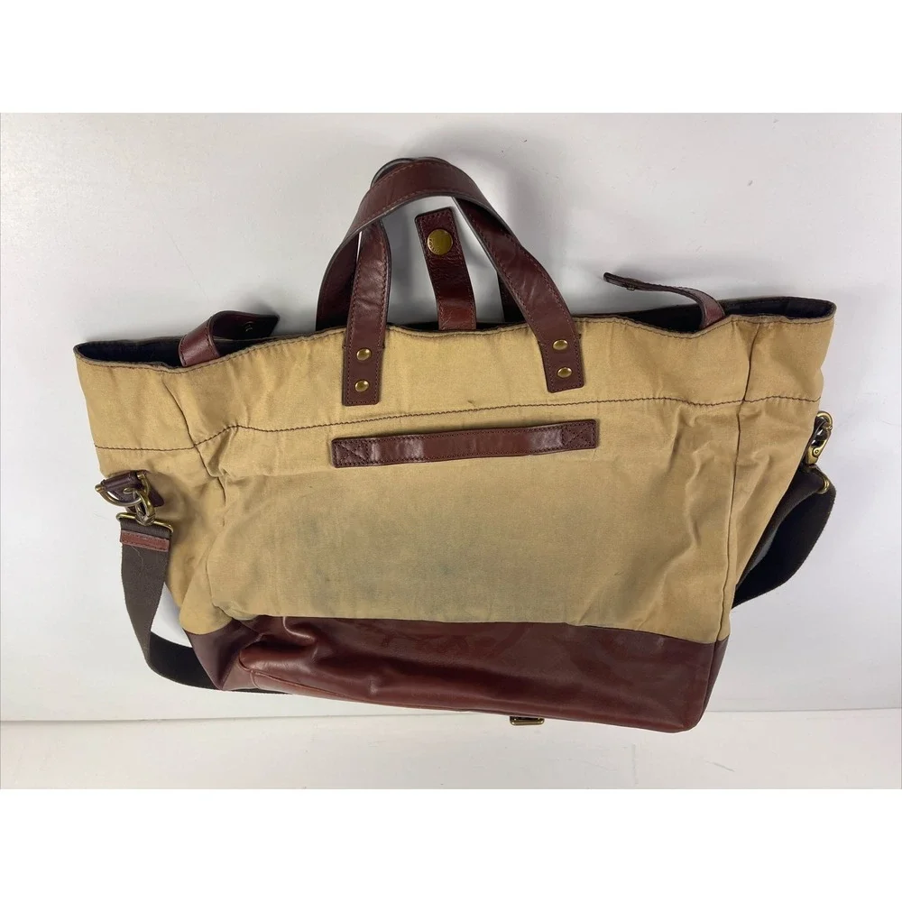 Fossil Vintage Canvas And‎ Leather Tote Bag Purse